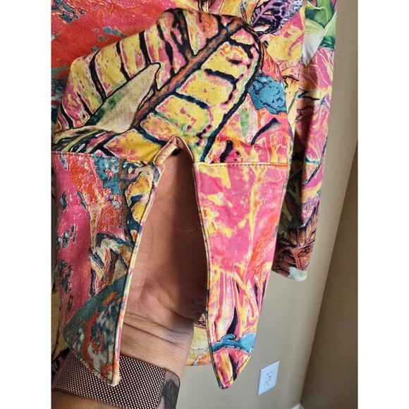 Yansi Fugel floral long sleeve button-up lightweight jacket Women's size medium - Picture 4 of 10